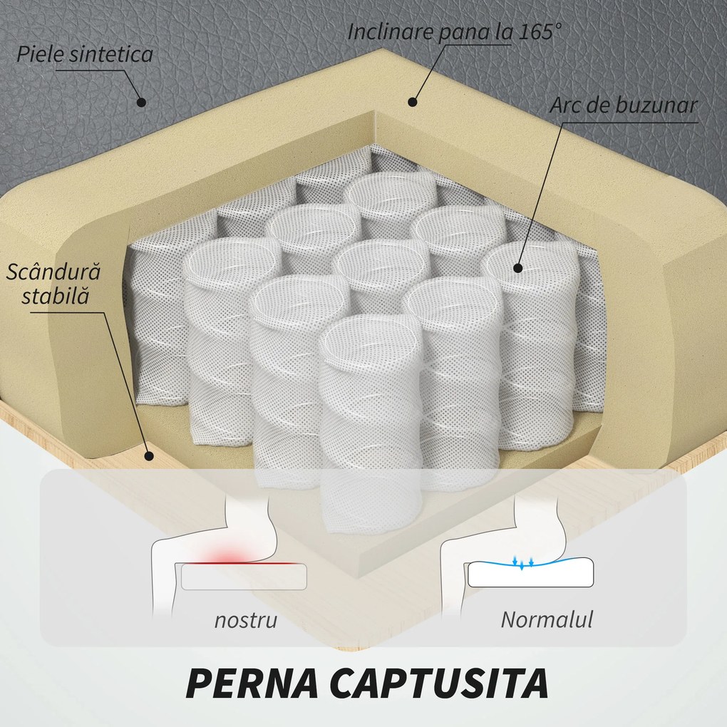 HOMCOM Scaun de Birou cu Masaj în 6 Puncte, Vibrant și Înclinabil, cu Buzunar și Telecomandă, 66x72x113-121 cm, Gri | Aosom Romania
