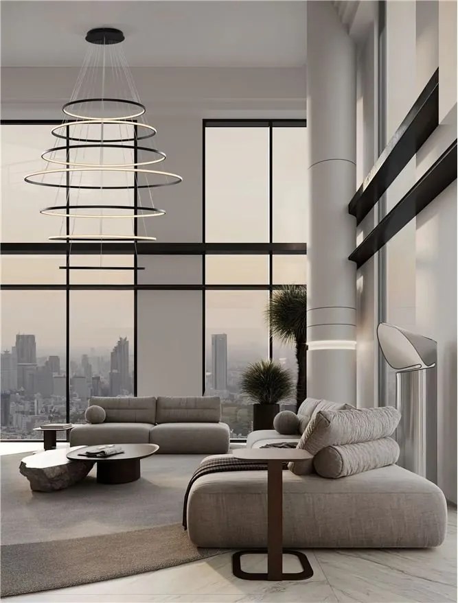 Lustra LED CCT, Design Circular, 150cm, Negru, Maelo NVL-9130644