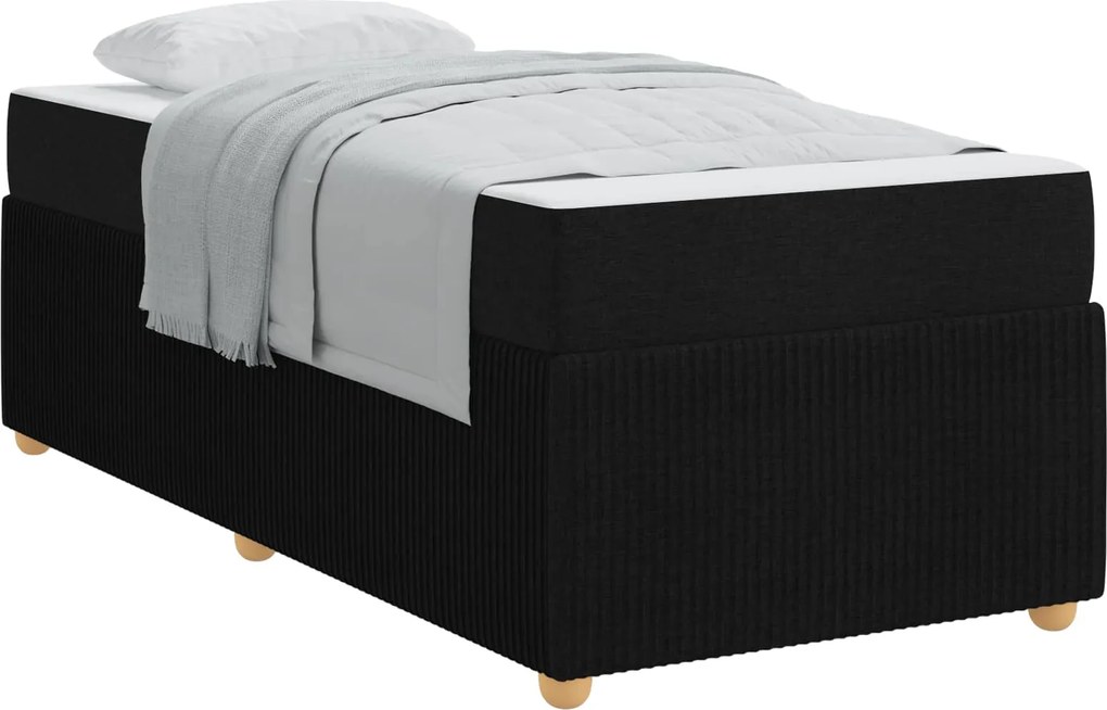 vidaXL Cadru de pat cu saltea Negru 90 x 200 cm țesătură