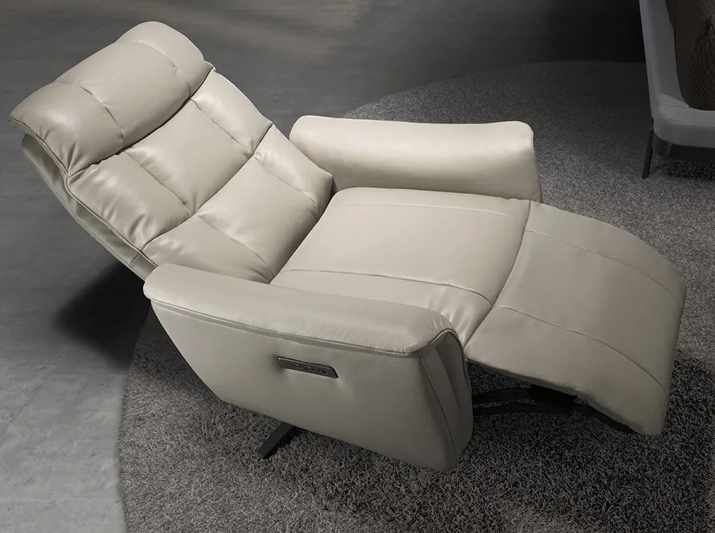 Fotoliu design LUX cu functia relax Cowhide Grey leather