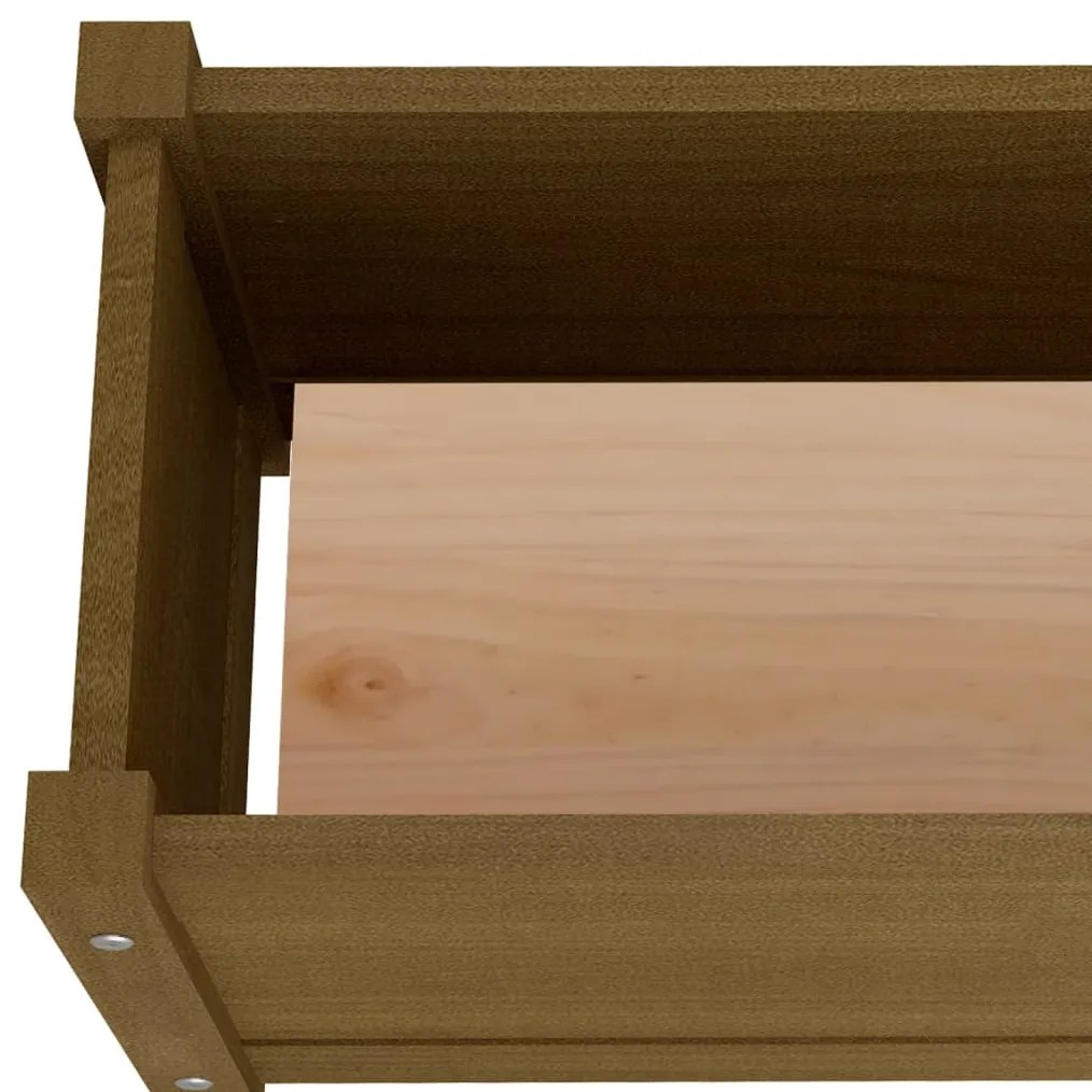 Strat inaltat de gradina maro miere 150x31x31 cm lemn masiv pin 1, maro miere