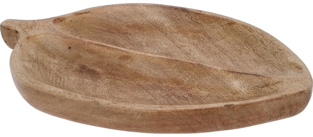Masă de servire în formă de frunză, lemn de mango, 27 x 17 cm