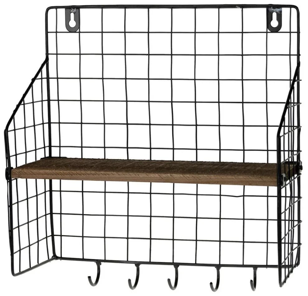 Polita de perete cu 5 carlige LOFT 28x30 cm