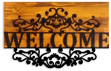 Decorațiune de perete 58x36 cm lemn/metal bun venit