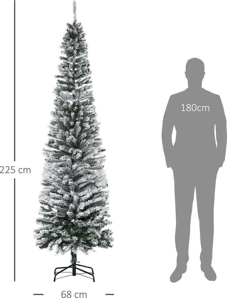HOMCOM Brad de Crăciun Înzăpezit cu 738 de Ramuri și Bază din Oțel Ø68x225 cm | Aosom Romania