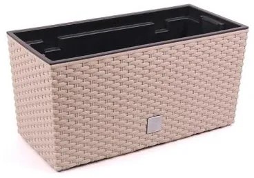 Jardiniera decorativa, imitatie ratan, cafeniu, 39.5x18.5x19.5 cm, Rato Case