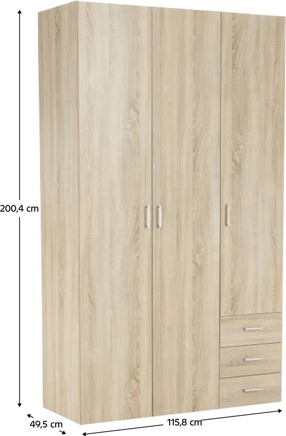 Dulap, 3 uşi, stejar sonoma, GWEN 70427