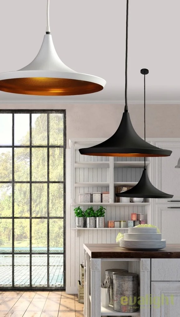 Lustra / Pendul metal design retro CHINK negru/auriu