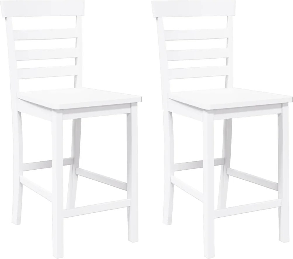 vidaXL Scaune de bar 2 buc din cauciuc din lemn masiv alb