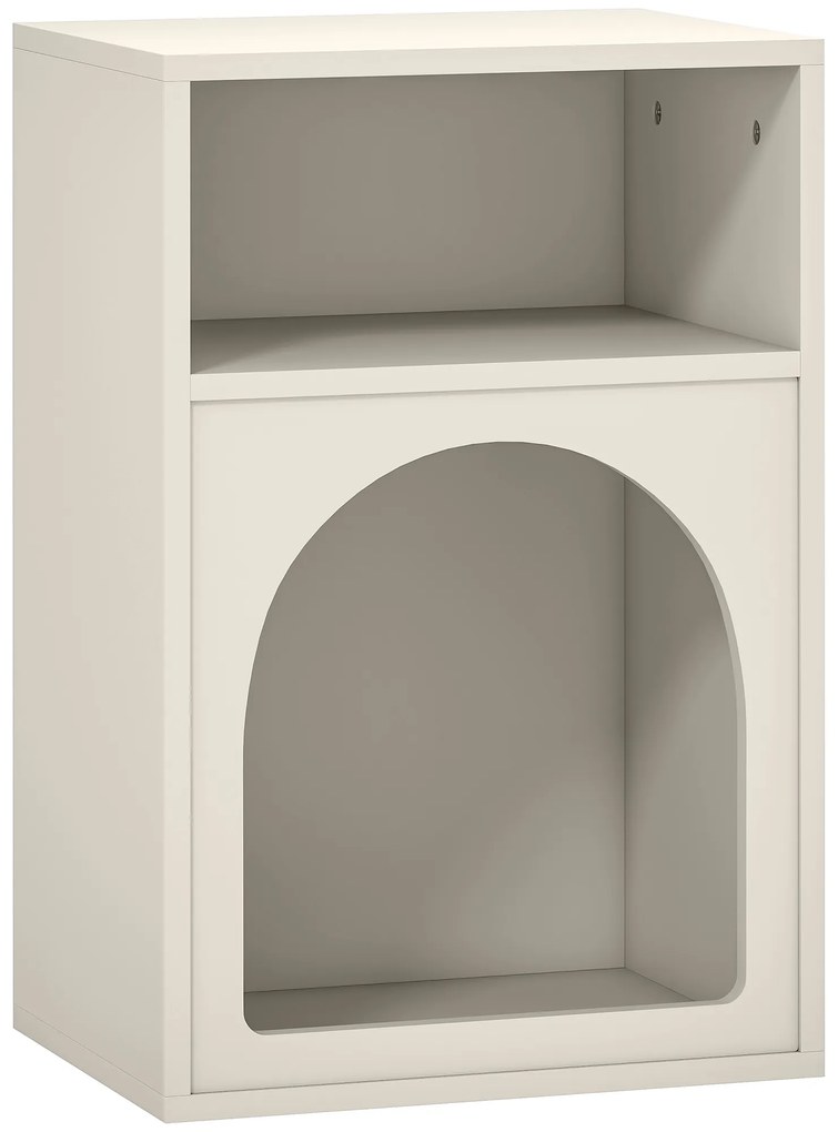 HOMCOM Noptieră Estel cu 2 Compartimente Deschise Model în Forma de Arc 40x30x60 cm Cremă | Aosom Romania