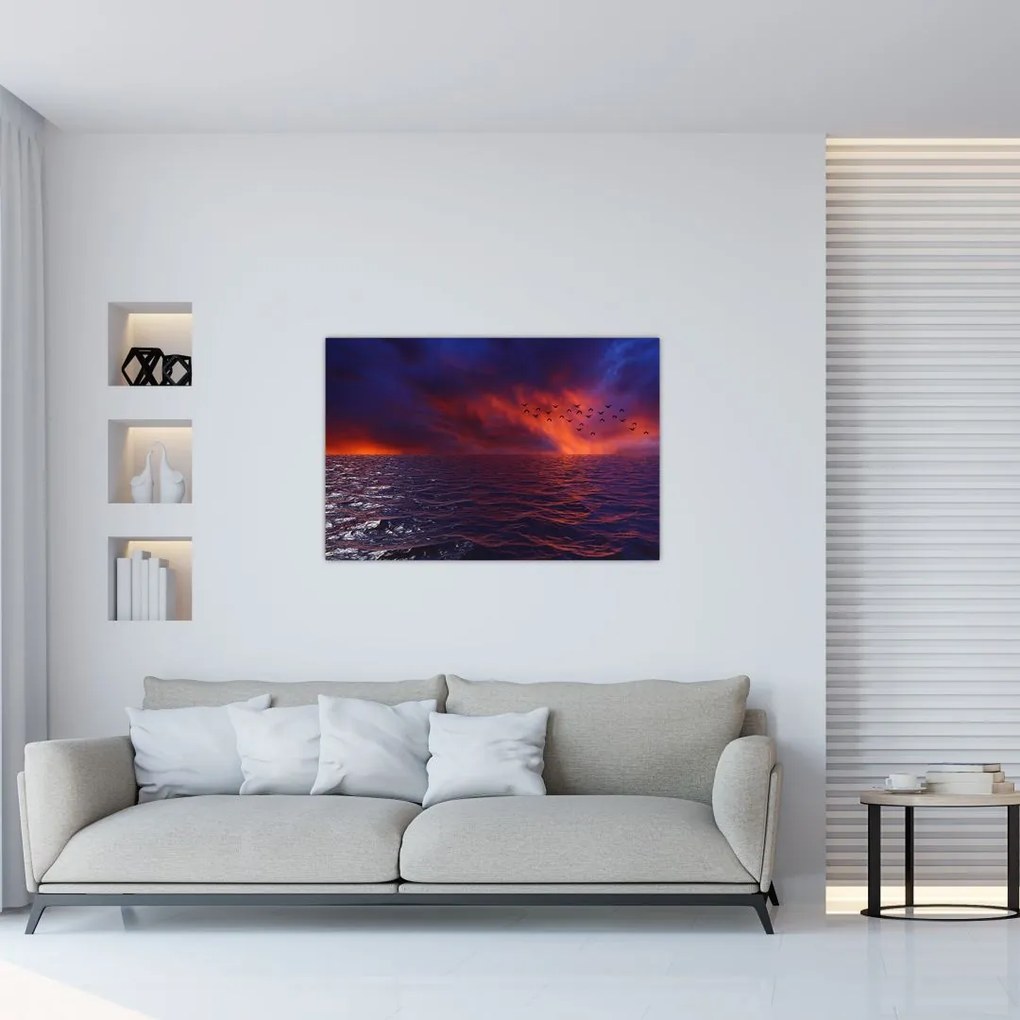 Tablou cu mare și păsări (90x60 cm)
