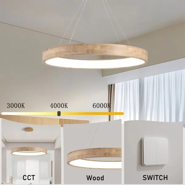 Brilagi - Lustră suspendată pe cablu FALCON WOOD LED/60W/230V 3000/4000/6000K 80 cm din lemn