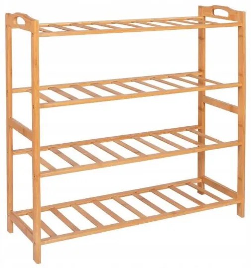 Suport depozitat incaltaminte, lemn bambus, 4 polite, Springos