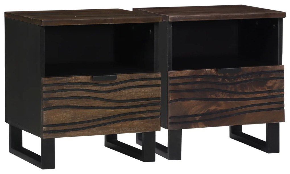 vidaXL Noptiere - 2 piese, 40 x 33 x 46 cm, din lemn masiv de mango