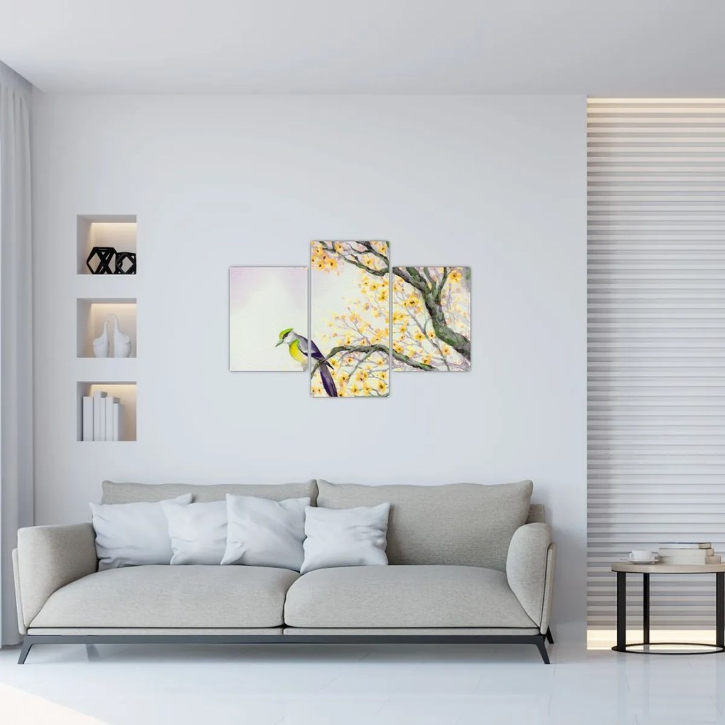 Tablou - Pasăre în copac,acuarelă (90x60 cm)