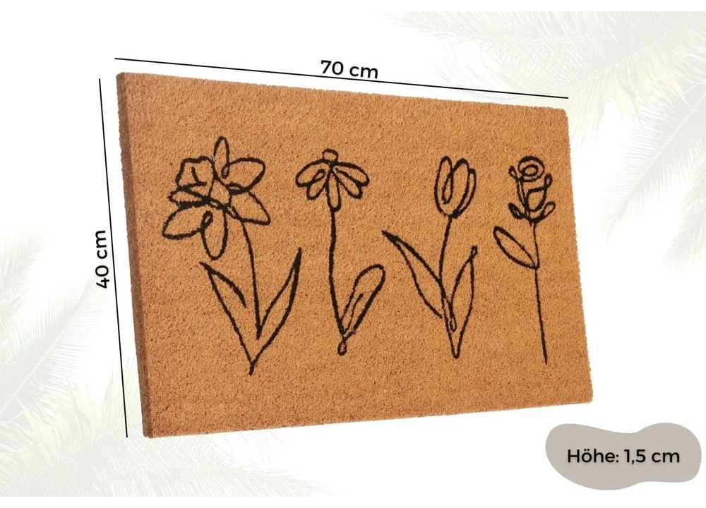 Covoraș de intrare din fibre de nucă de cocos 40x70 cm Wildflowers – Hanse Home