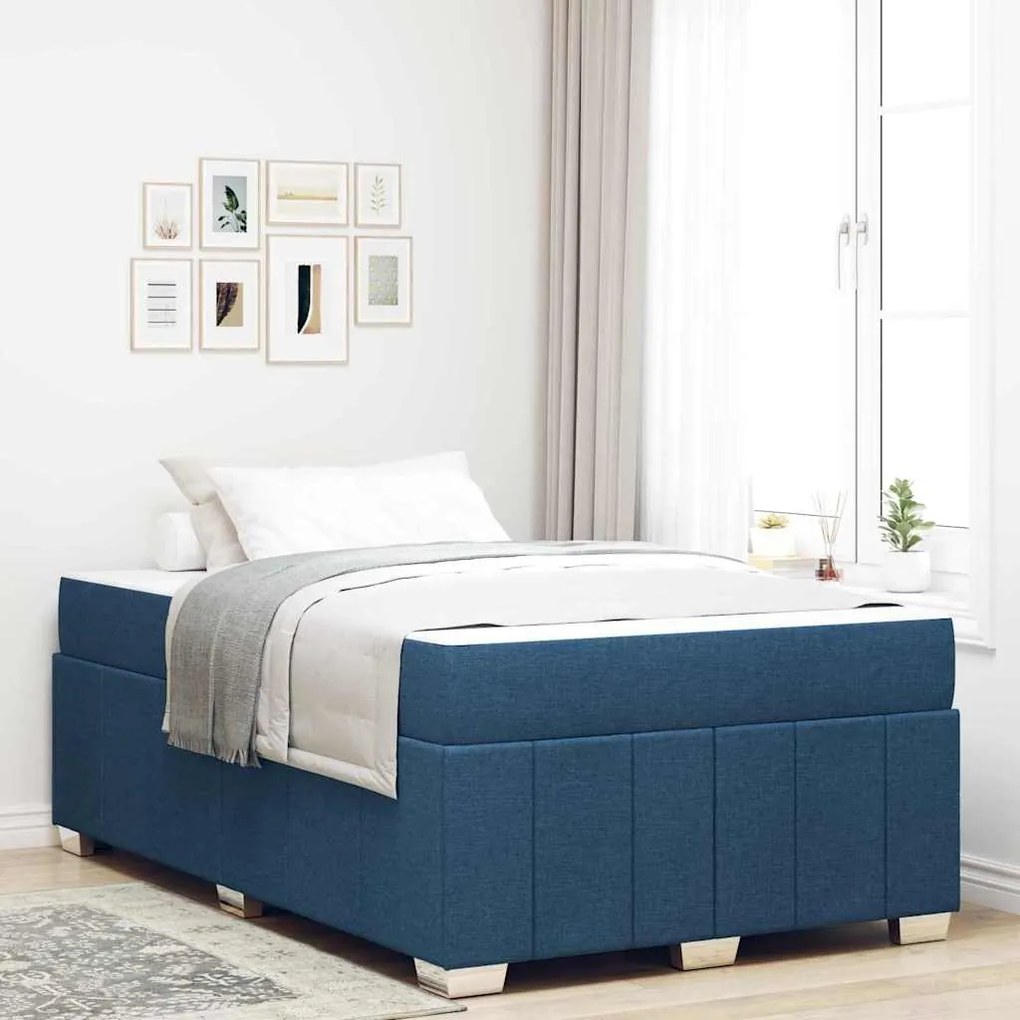 vidaXL Cadru de pat cu saltea albastru 120 x 200 cm țesătură