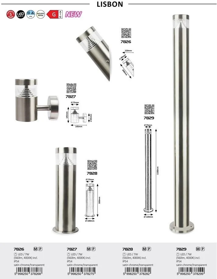 Stalp LED mediu pentru iluminat exterior IP54 Lisbon