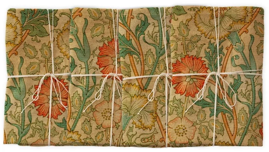 Set de 4 șervețele din in Tierra Bella Jardin des Plantes, 43 x 43 cm