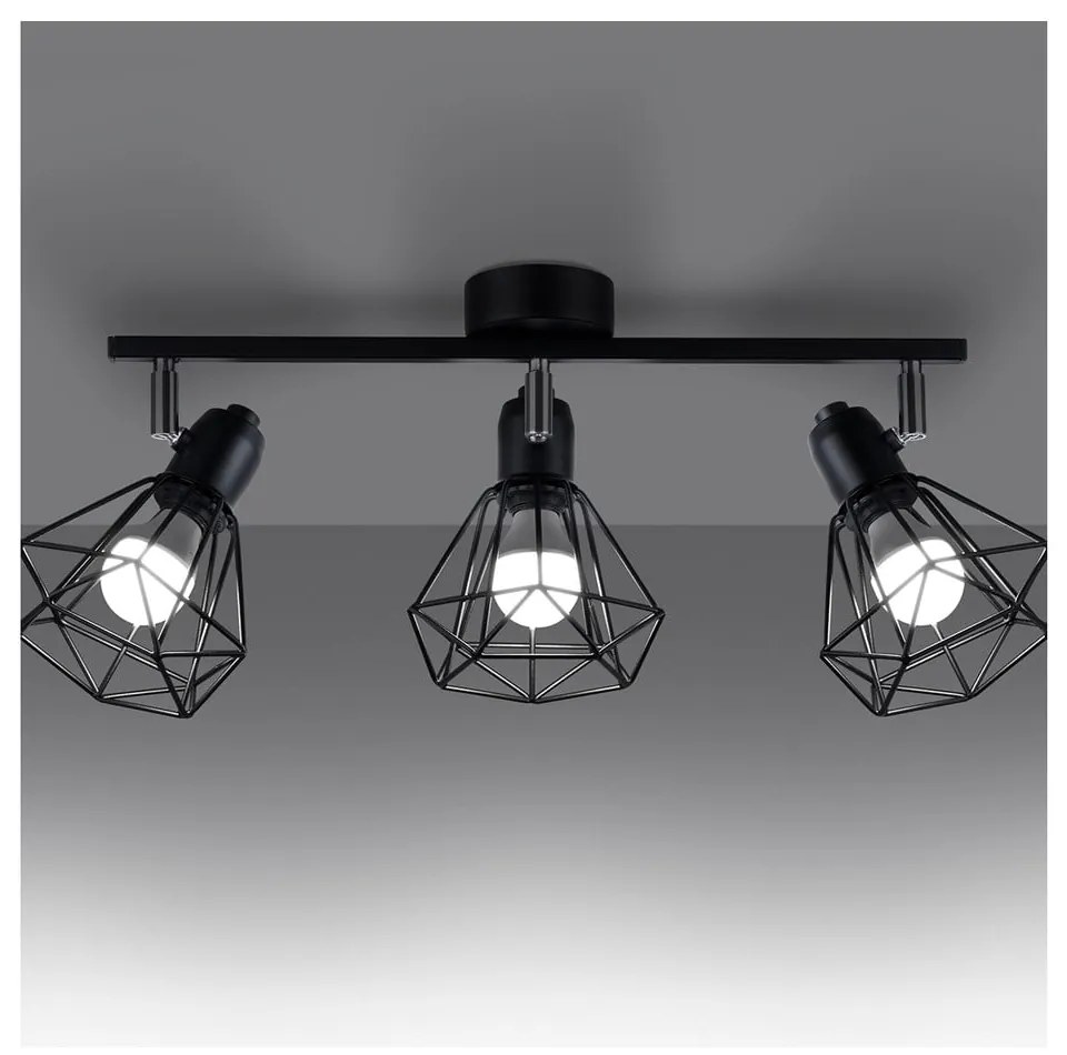 Plafonieră neagră ø 10 cm Varpu – Sollux