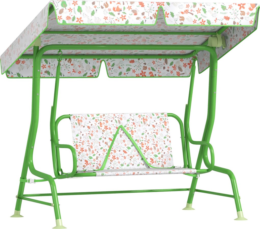 AIYAPLAY Leagăn pentru Copii cu Copertină Reglabilă și Centură de Siguranță, 120x112x75 cm, Verde | Aosom Romania