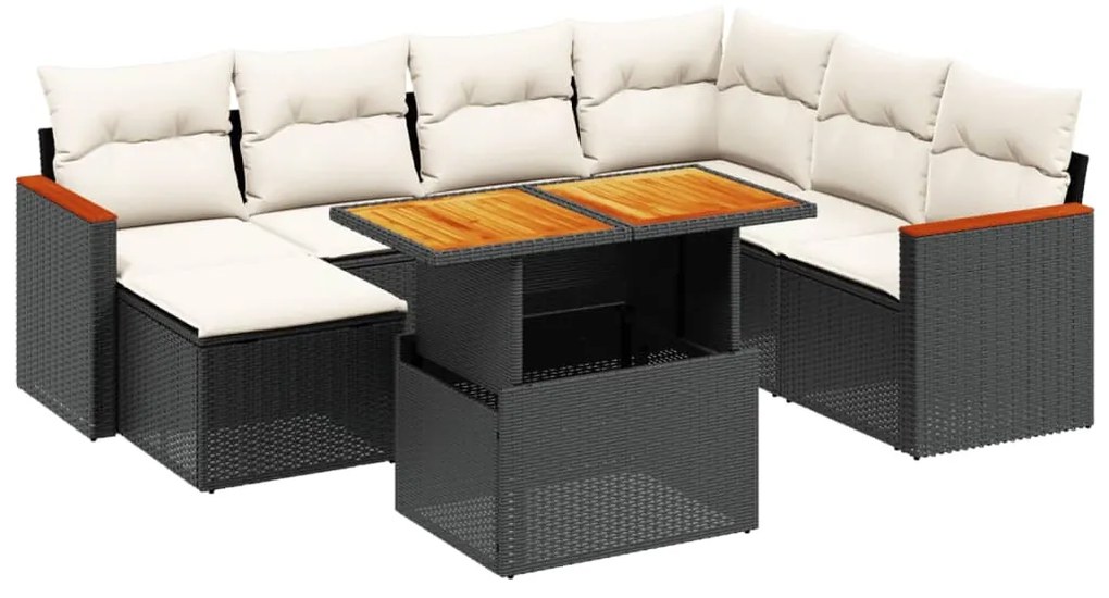 3273191 vidaXL Set mobilier de grădină cu perne, 8 piese, negru, poliratan