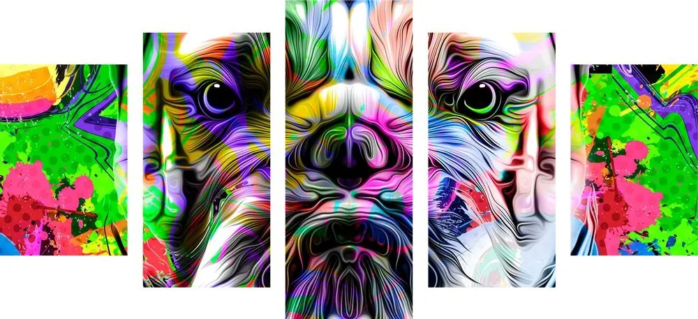 Tablou 5-piese buldog pop-art