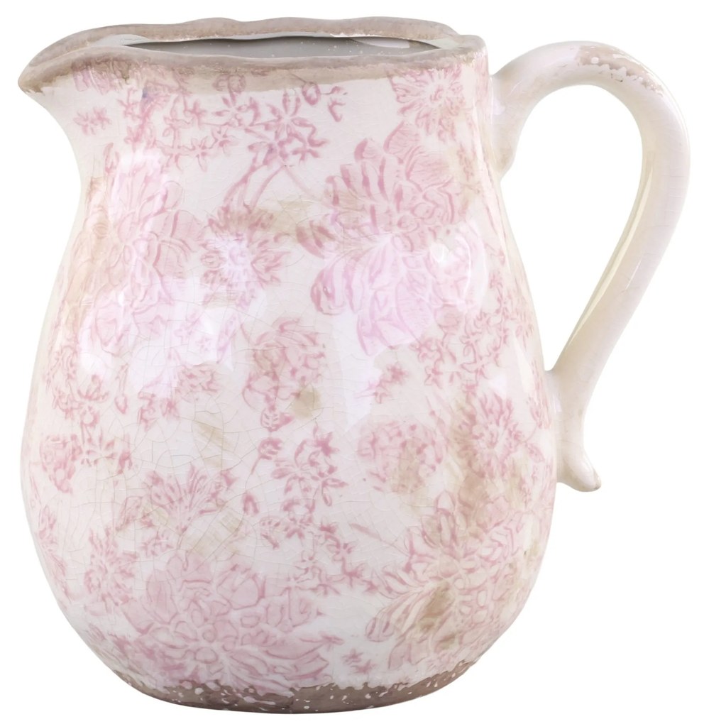 Carafa Decorativa Leaves din ceramica roz 20 cm
