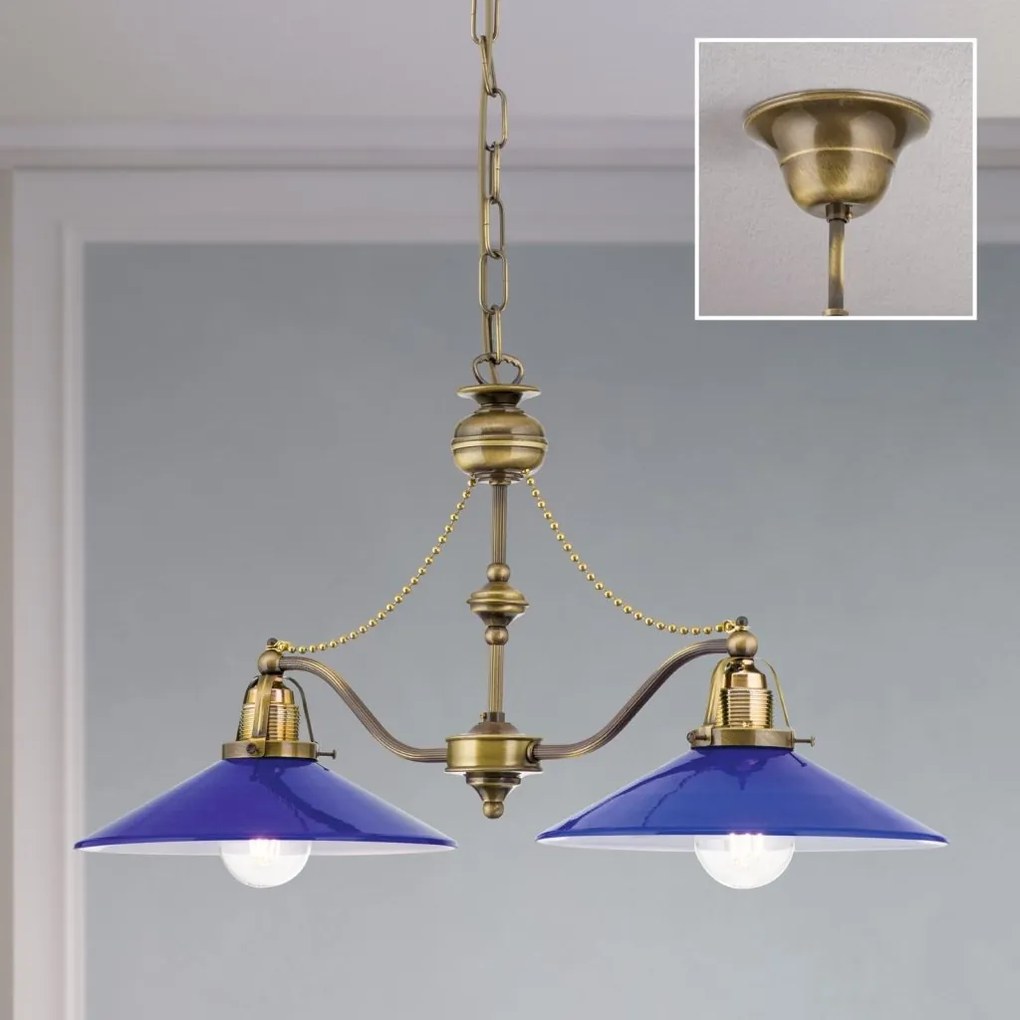 Lustra realizata manual design rustic ARTDESIGN, patina/ albastru-cobalt