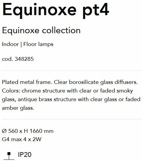 Lampa de podea EQUINOXE PT4 antique brass/ faded amber