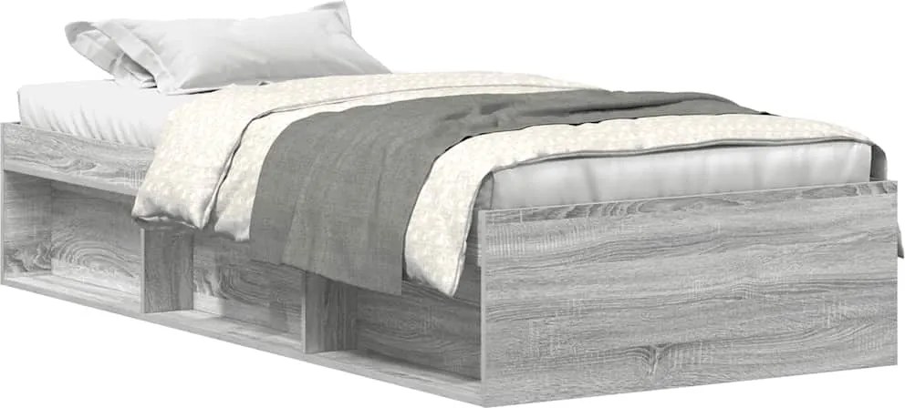 vidaXL Cadru de pat mic single, sonoma gri, 75x190 cm