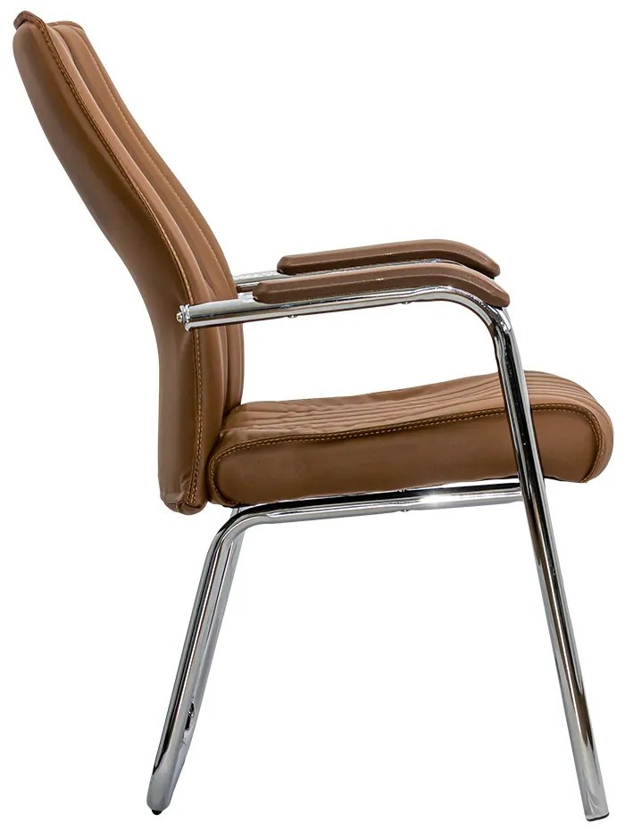 Scaun vizitator maro HRC 614 din piele ecologică și cadru cromat