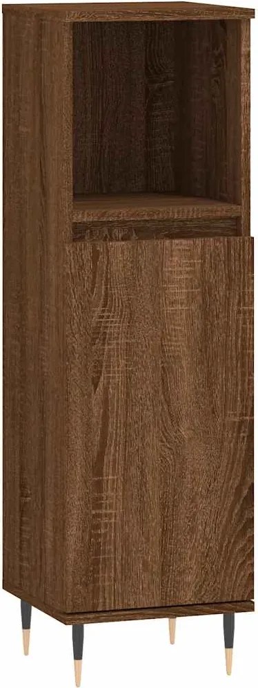 vidaXL Dulap de baie, stejar maro, 30x30x100 cm, lemn prelucrat