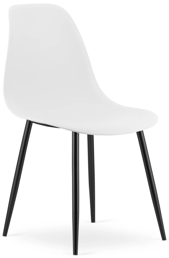 Set 4 scaune albe OSAKA cu picioare negre