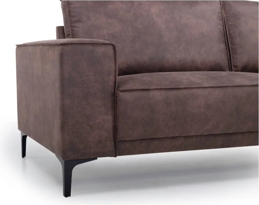 Colțar maro cu tapițerie din imitație de piele (colț pe partea stângă ) Copenhagen – Scandic