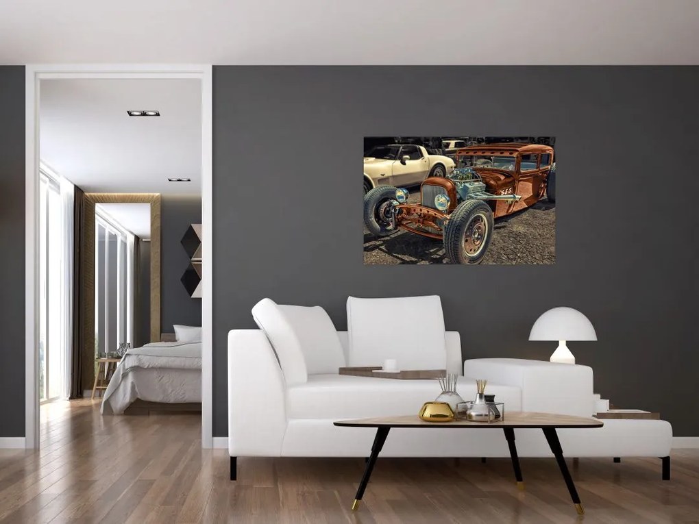 Tablou cu mașina maro (90x60 cm)