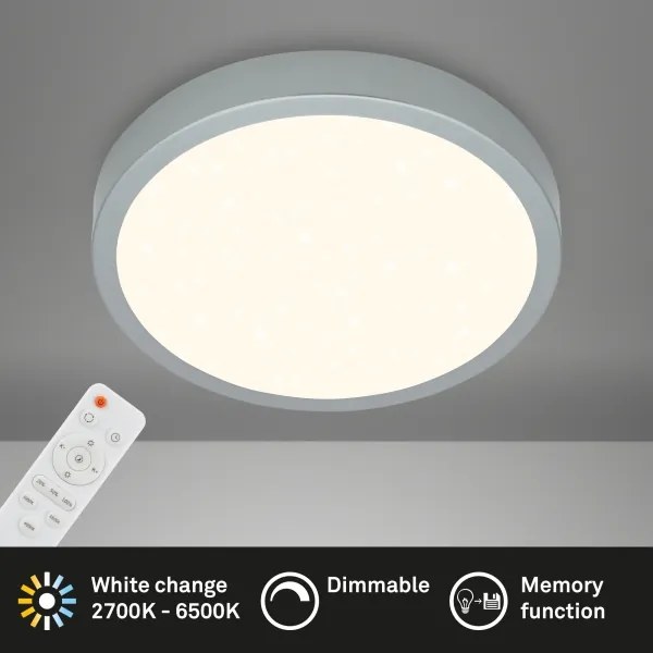 Plafonieră LED dimabilă RUNA LED/22W/230V argintiu Briloner 3704-014 + telecomandă
