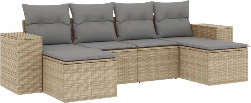 vidaXL Set canapele de grădină cu perne, 6 piese, bej, poliratan