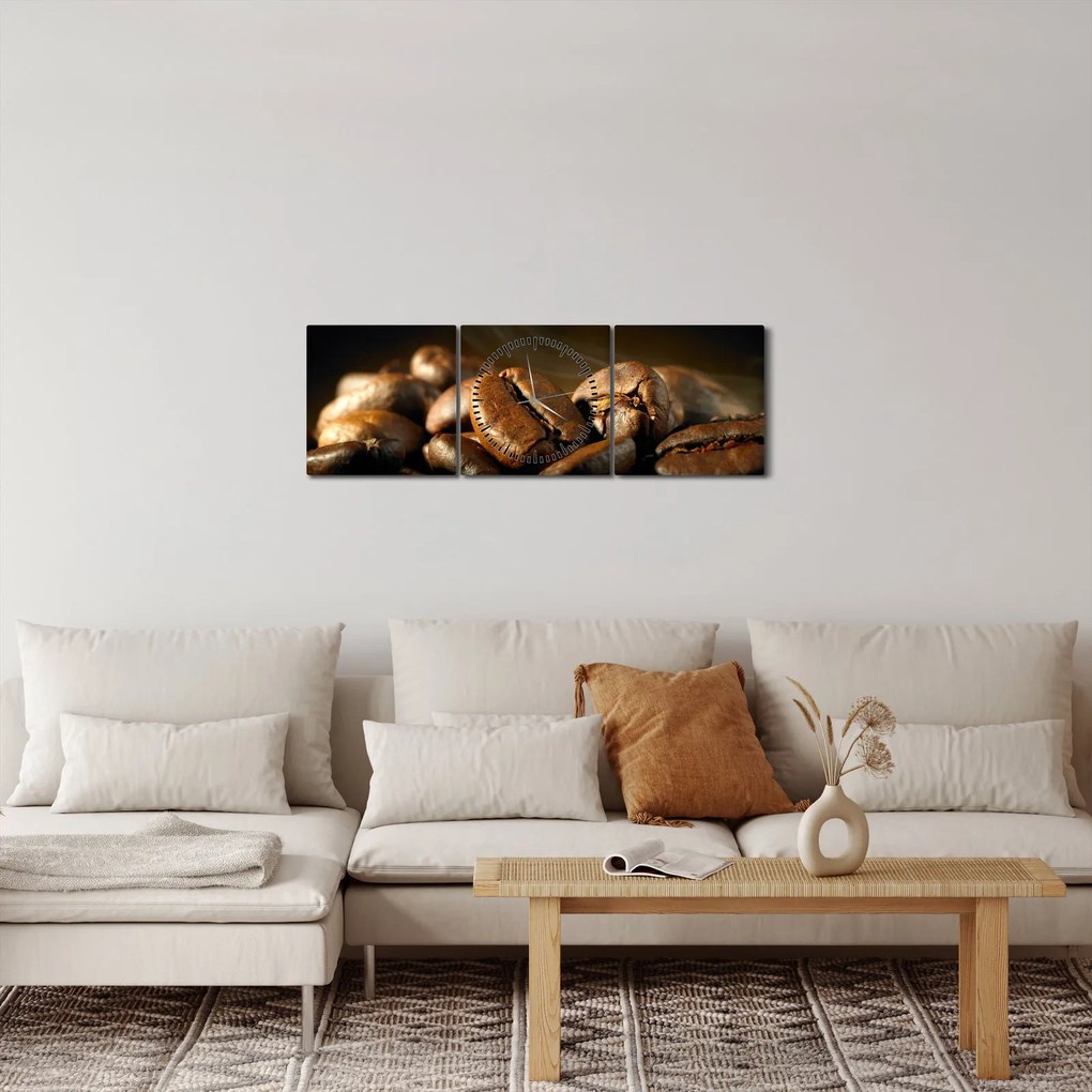 Tablou - Boabe de cafea (cu ceas) (90x30 cm)