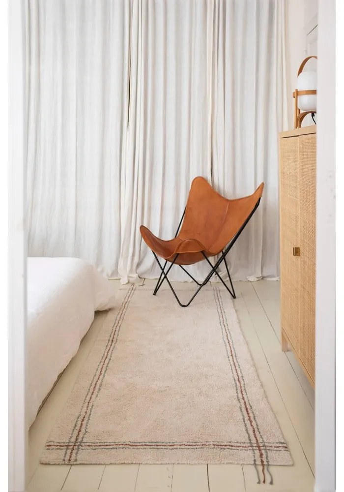 Covor tip traversă crem lavabil/țesut manual din bumbac 80x230 cm Cuisine Natural – Lorena Canals