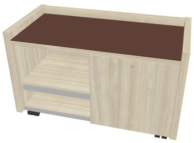 Comodă mobilă Verno 100 x 50 cm cu sticlă, dreapta, salcâm / maro