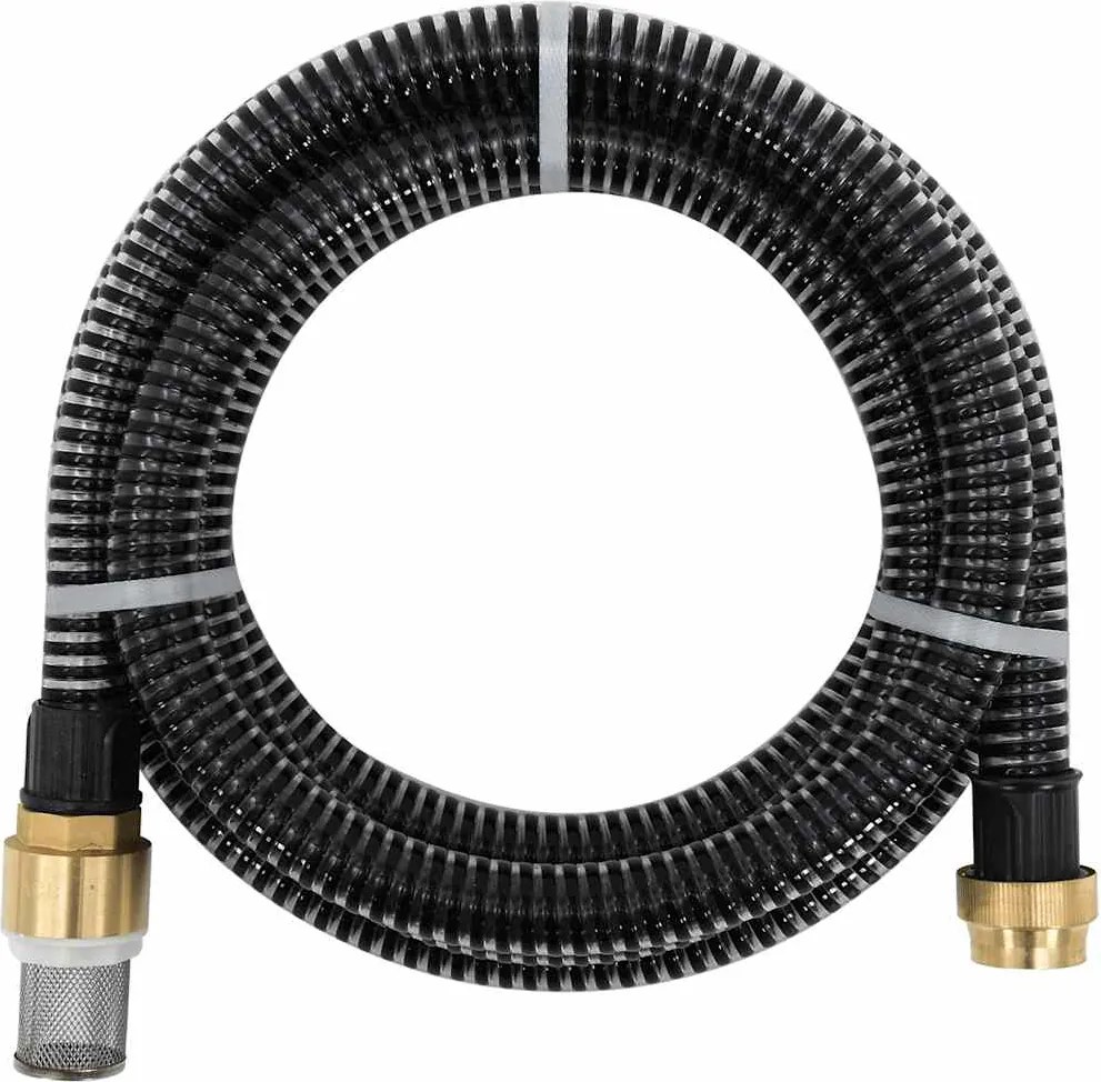 vidaXL Furtun de aspirație cu racorduri din alamă, negru 1,1" 10 m PVC