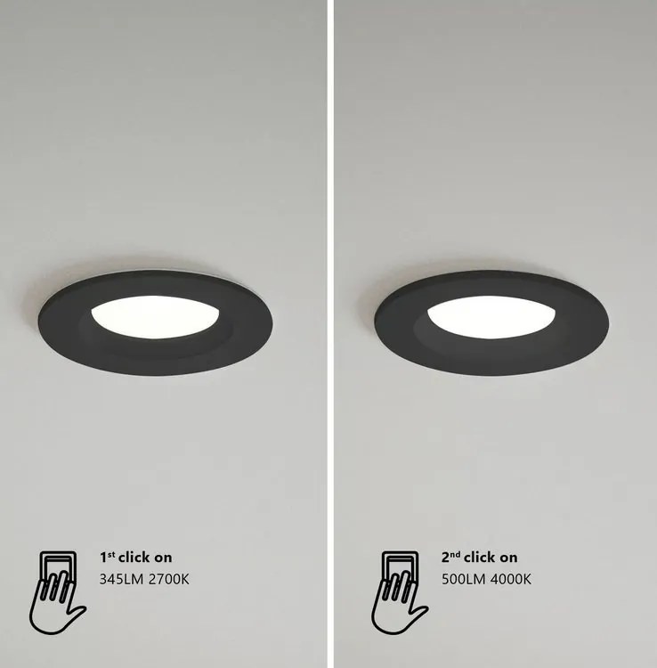 Spot LED incastrabil pentru baie IP65 Tiaki negru 2700K / 4000K MOODMAKER