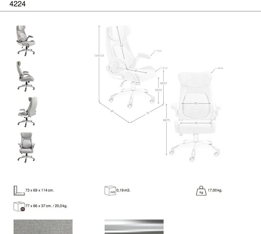 Scaun de birou modern Grey fabric