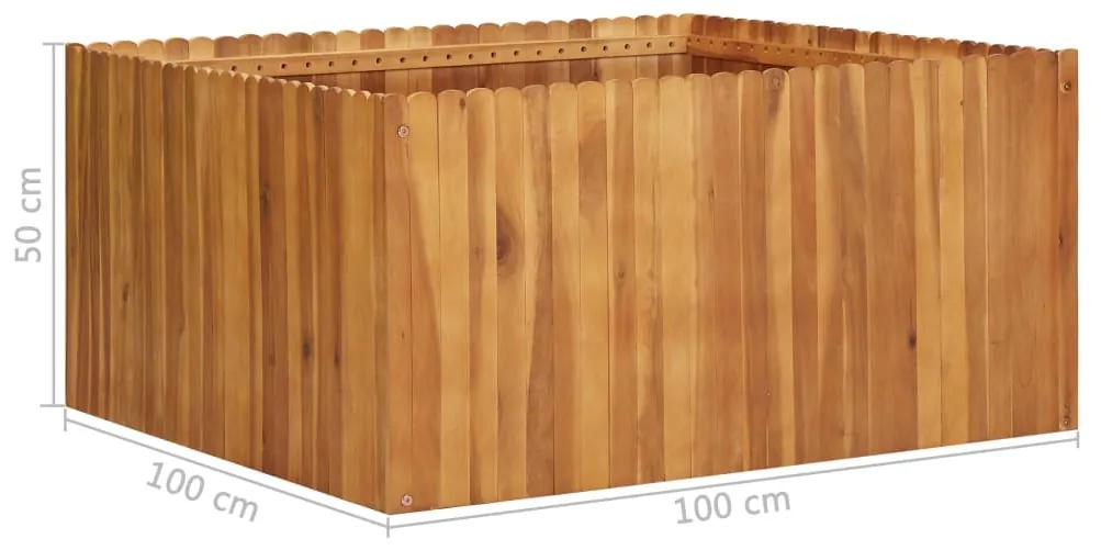 Strat inaltat de gradina, 100x100x50 cm, lemn masiv de acacia 1, 100 x 100 x 50 cm