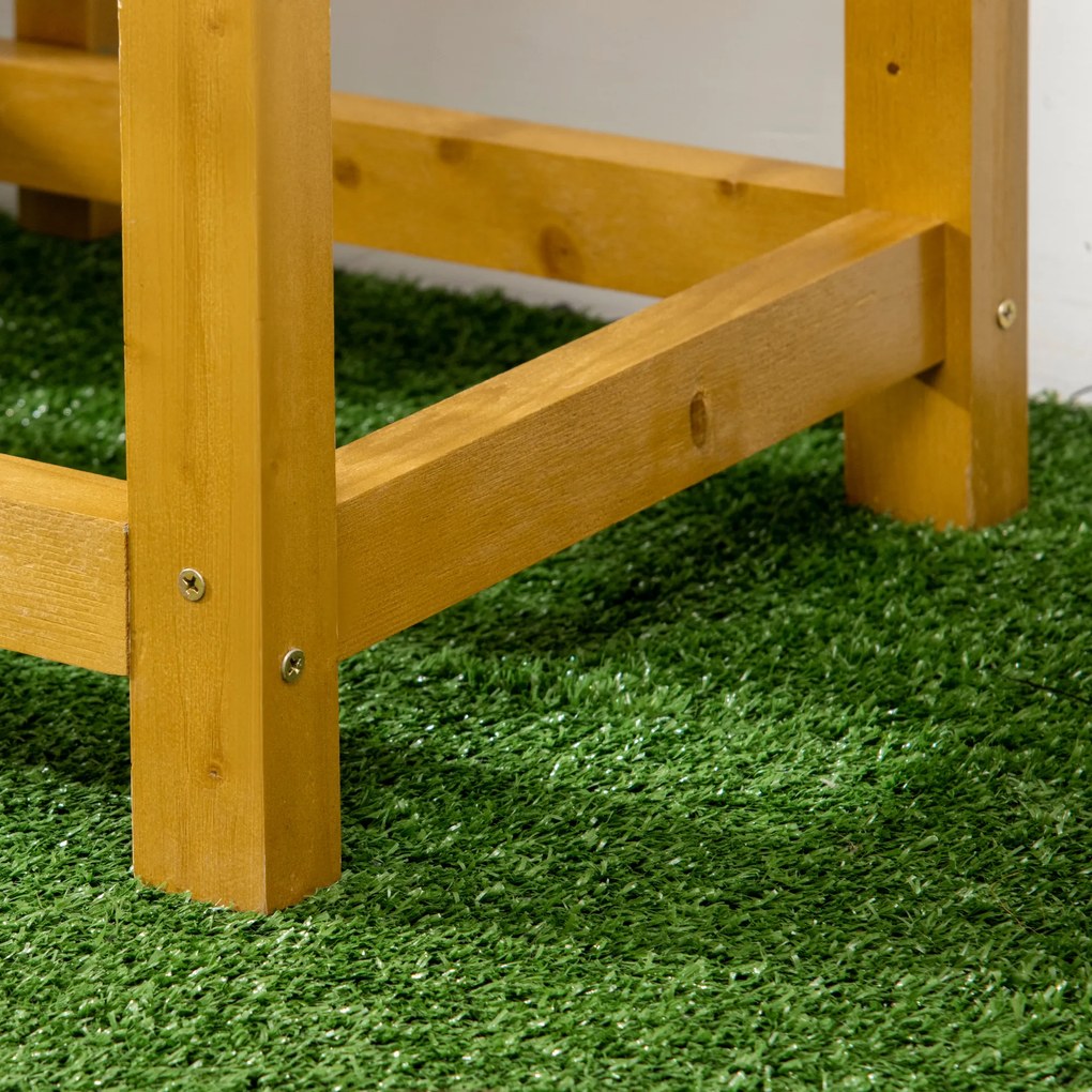 Outsunny Pat de legume cu masa de lucru pliabila, lemn masiv lacuit, captuseala interioara din material netesut, 64cm x 63cm x 74.5cm | Aosom Romania