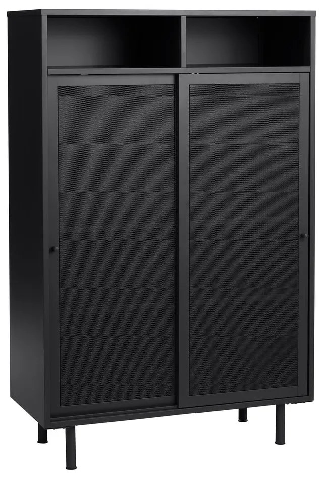 Dulap negru din metal cu ușă glisantă 90x140x40 cm Veep – Unique Furniture