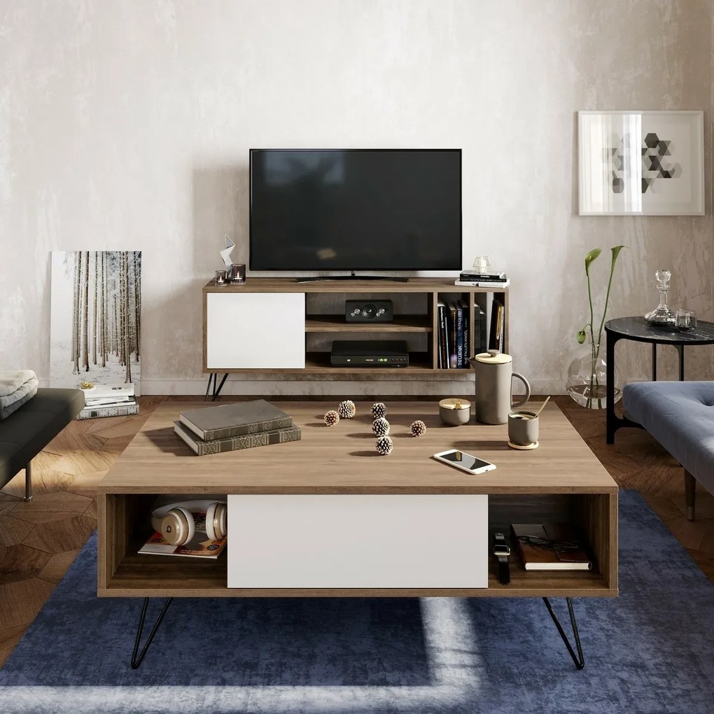 Măsuță de conferință Mistico White and Walnut
