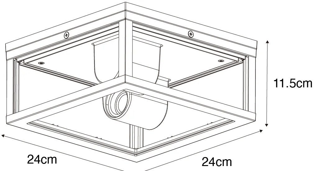 Plafonieră exterioară neagră cu sticlă striată cu 2 lumini IP44 - Charlois