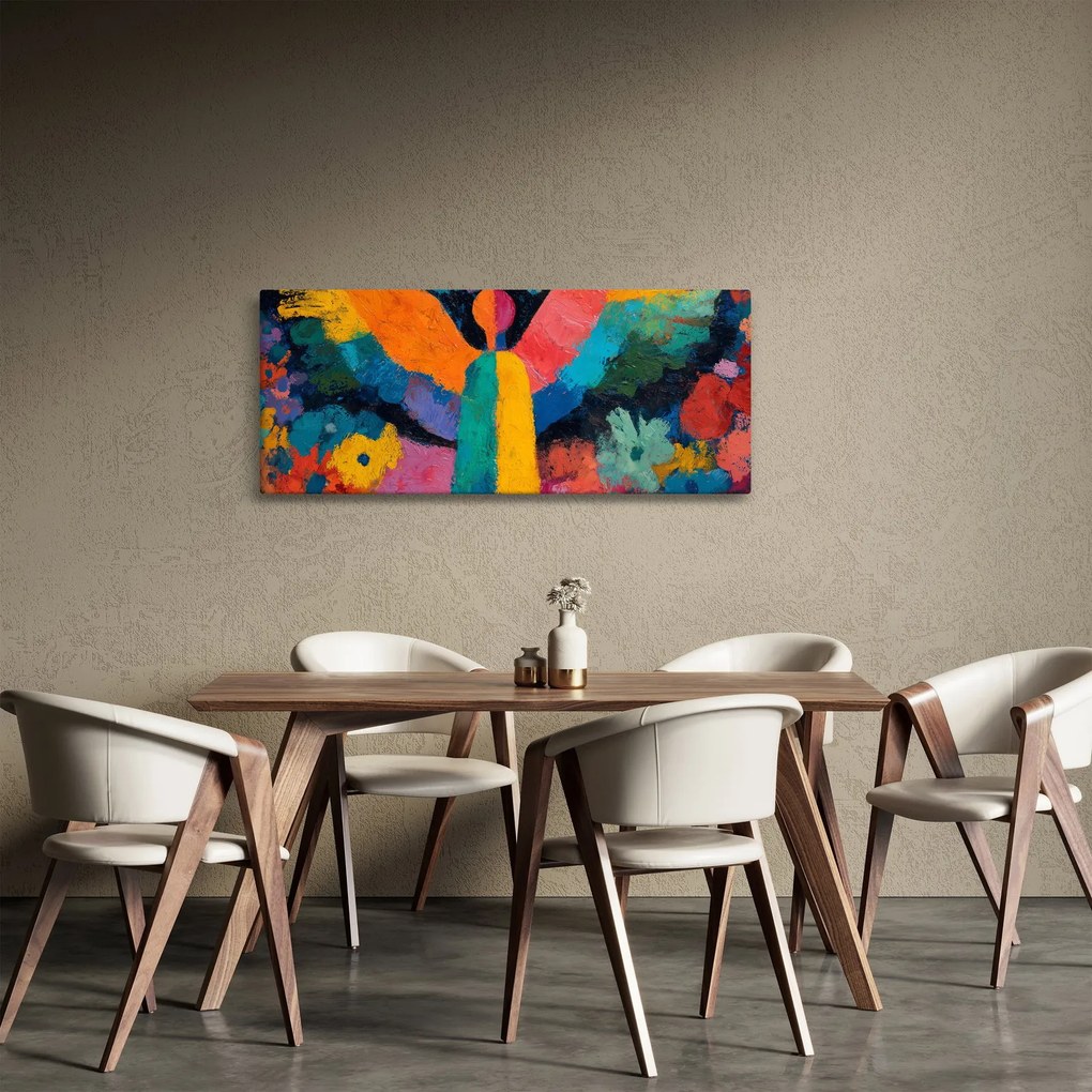 Tablou - Înger abstract cu flori (120x50 cm)